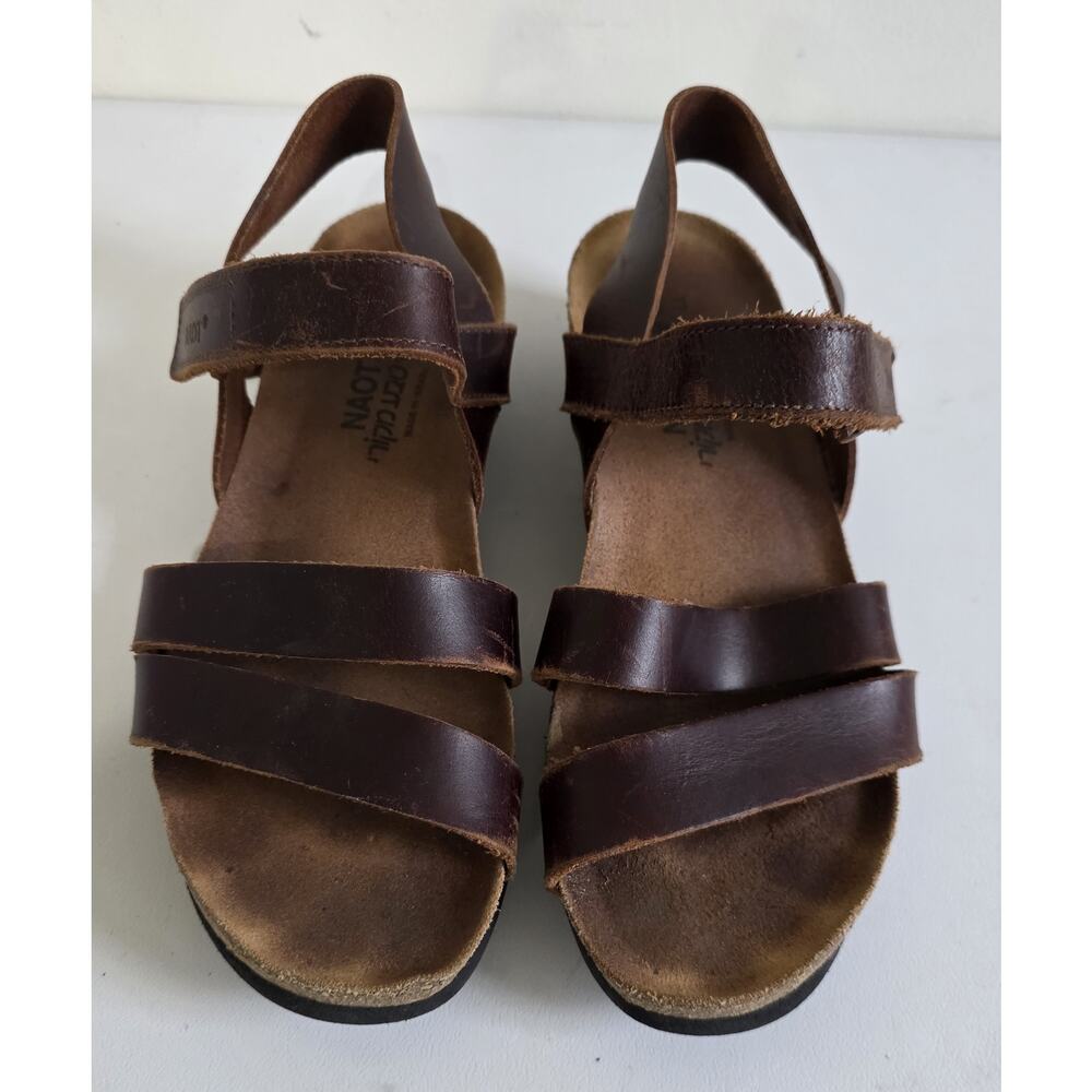NAOT Kayla Women's Leather Wedge Sandals Brown Size 6‎